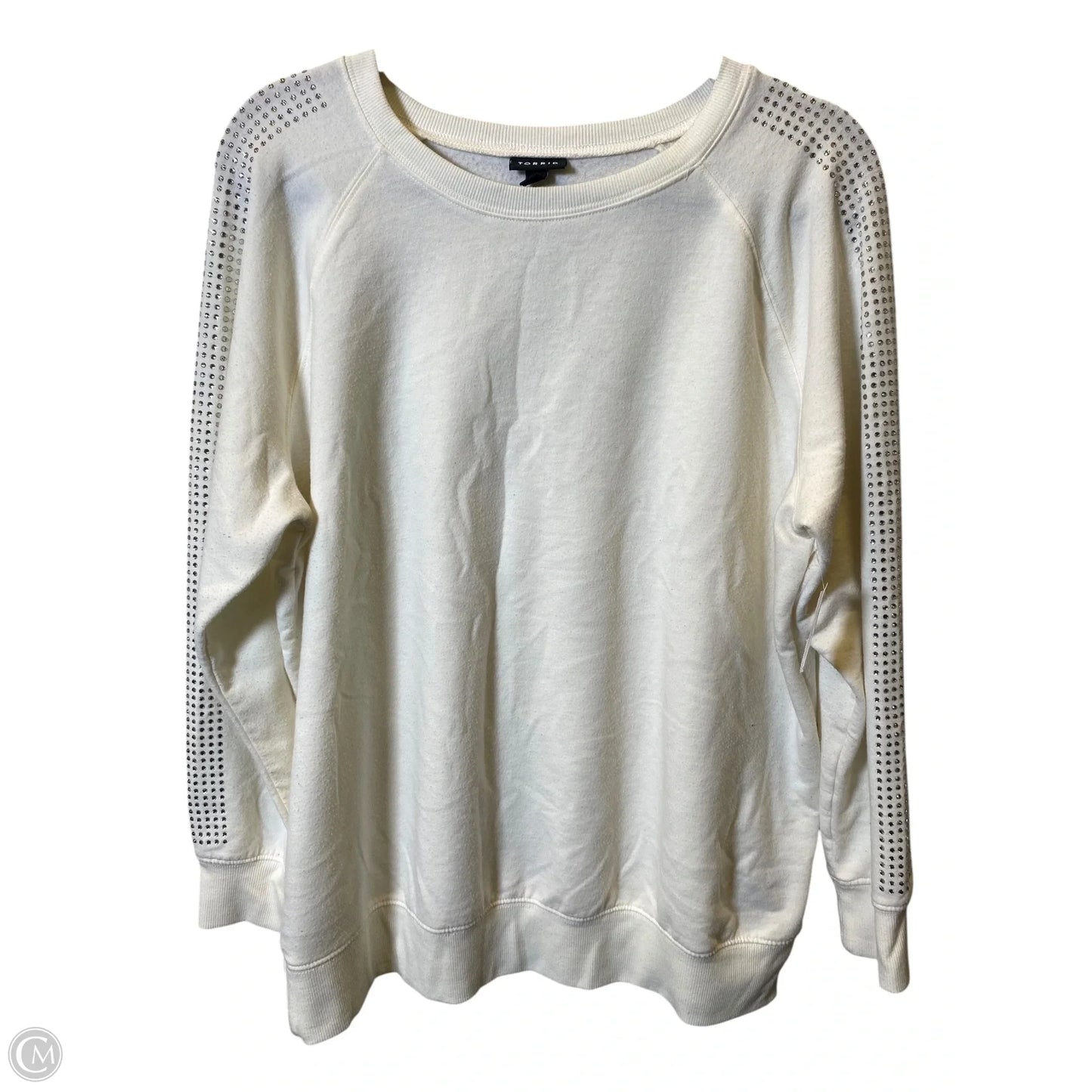 Sweater By Torrid In Cream & Silver, Size: M
