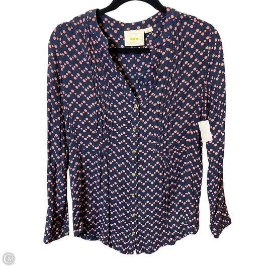 Top Long Sleeve By Maeve In Blue & Pink, Size: M