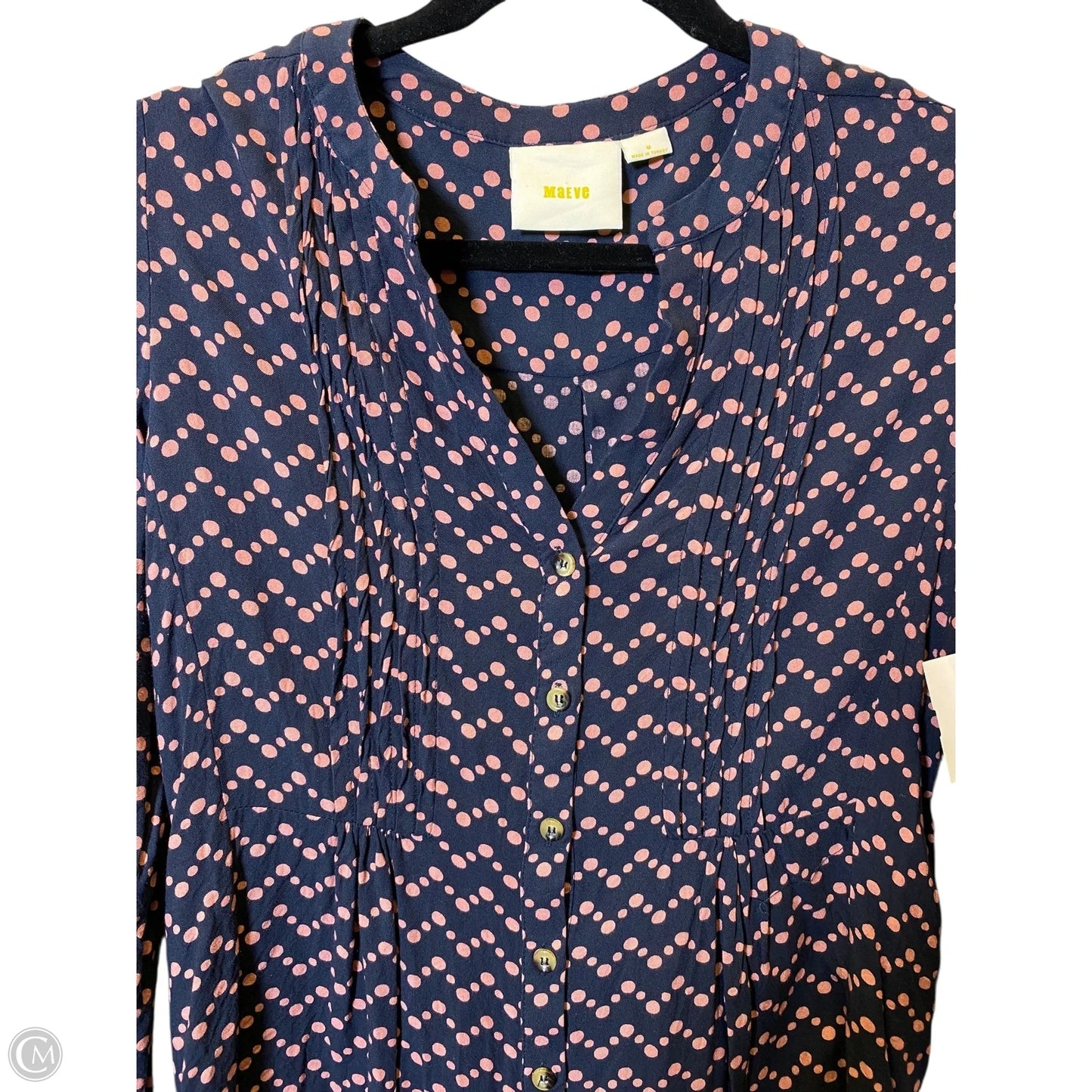 Top Long Sleeve By Maeve In Blue & Pink, Size: M