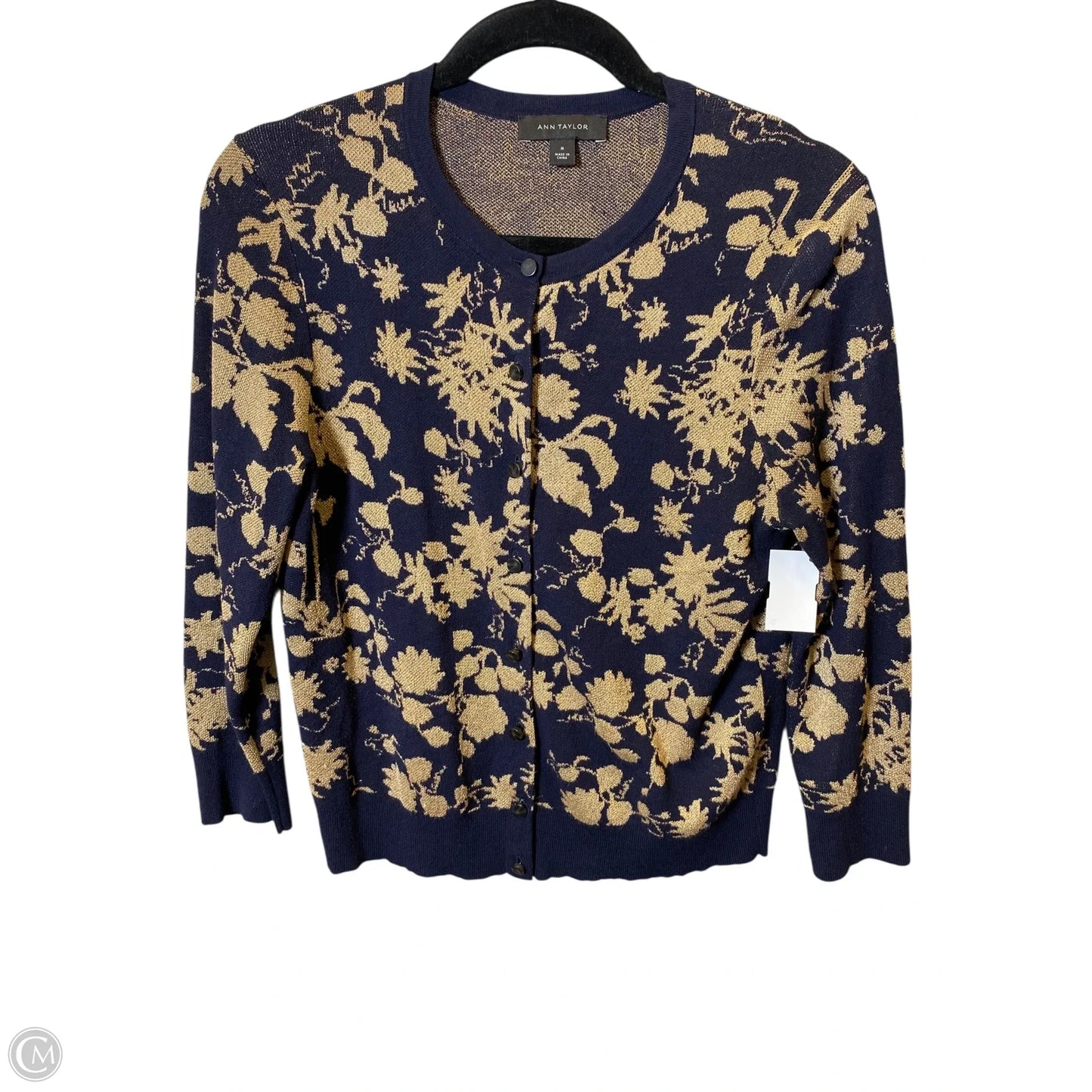 Sweater By Ann Taylor In Blue & Gold, Size: M