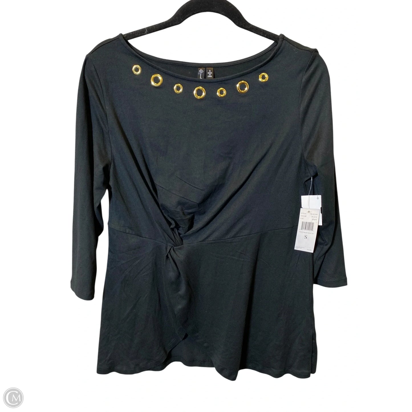 Top 3/4 Sleeve By Clothes Mentor In Black & Gold, Size: S