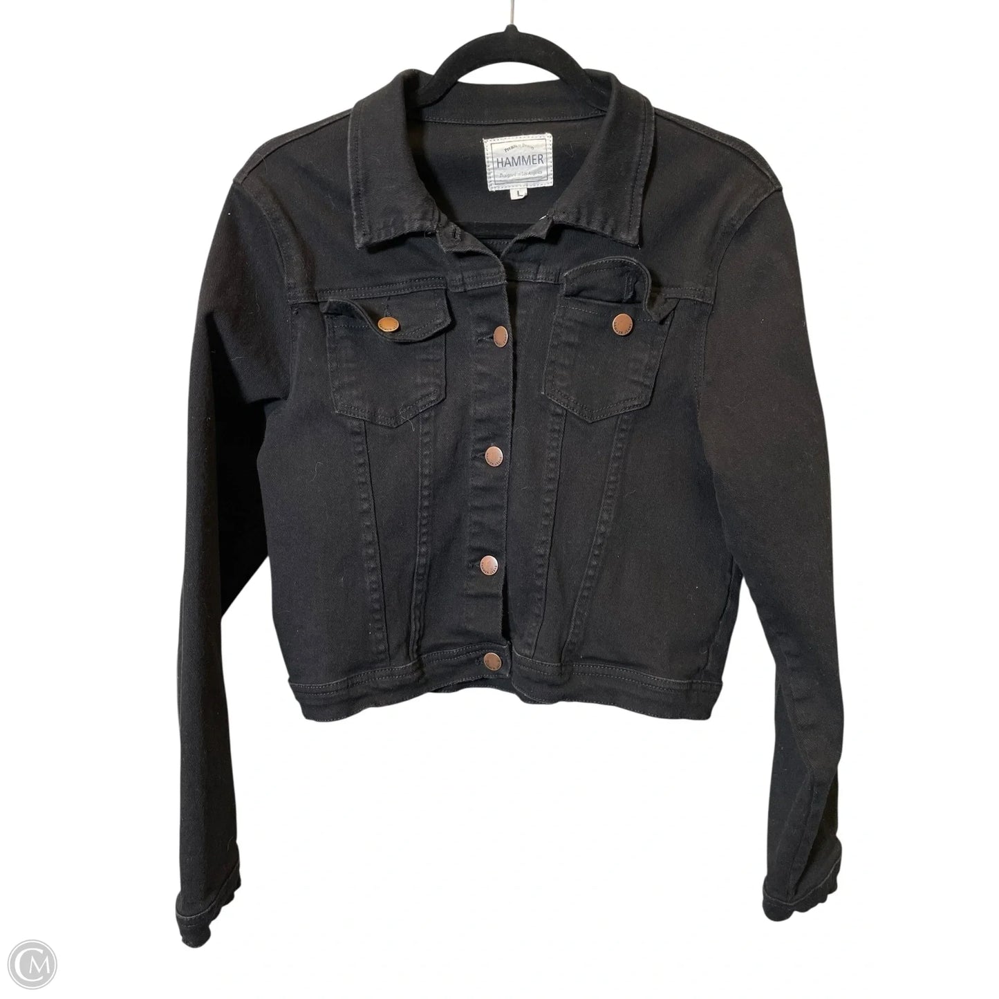 Jacket Denim By Clothes Mentor In Black, Size: L