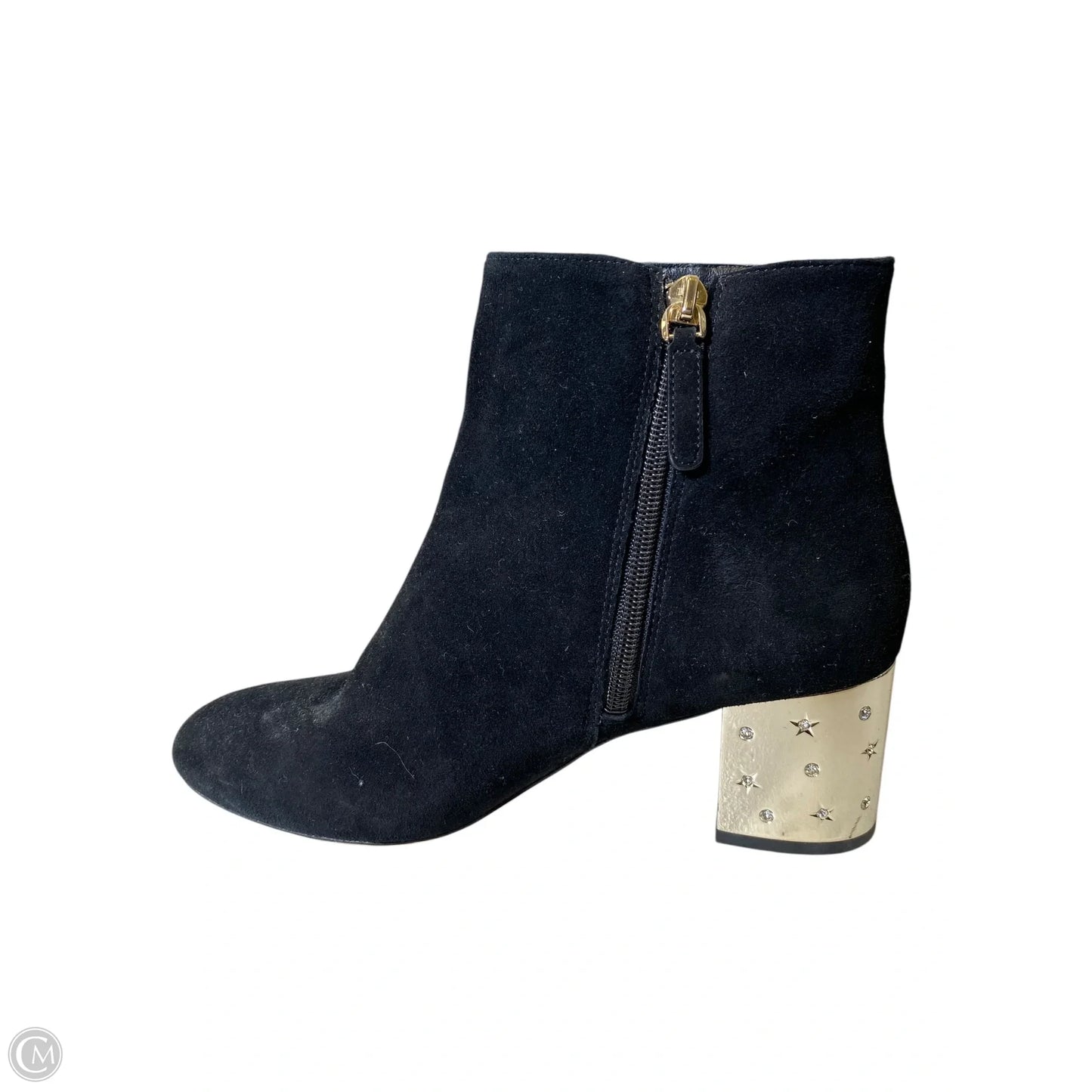 Boots Designer By Kate Spade In Black & Gold, Size: 7