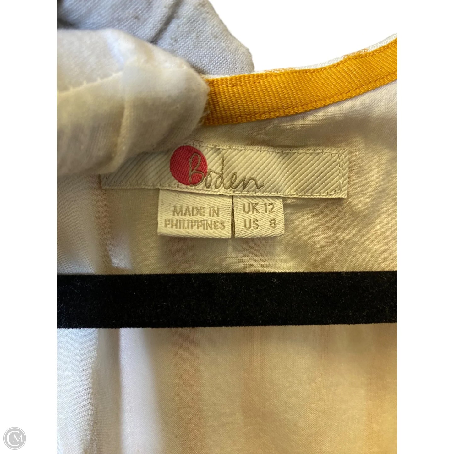 Dress Casual Midi By Boden In White & Yellow, Size: 8