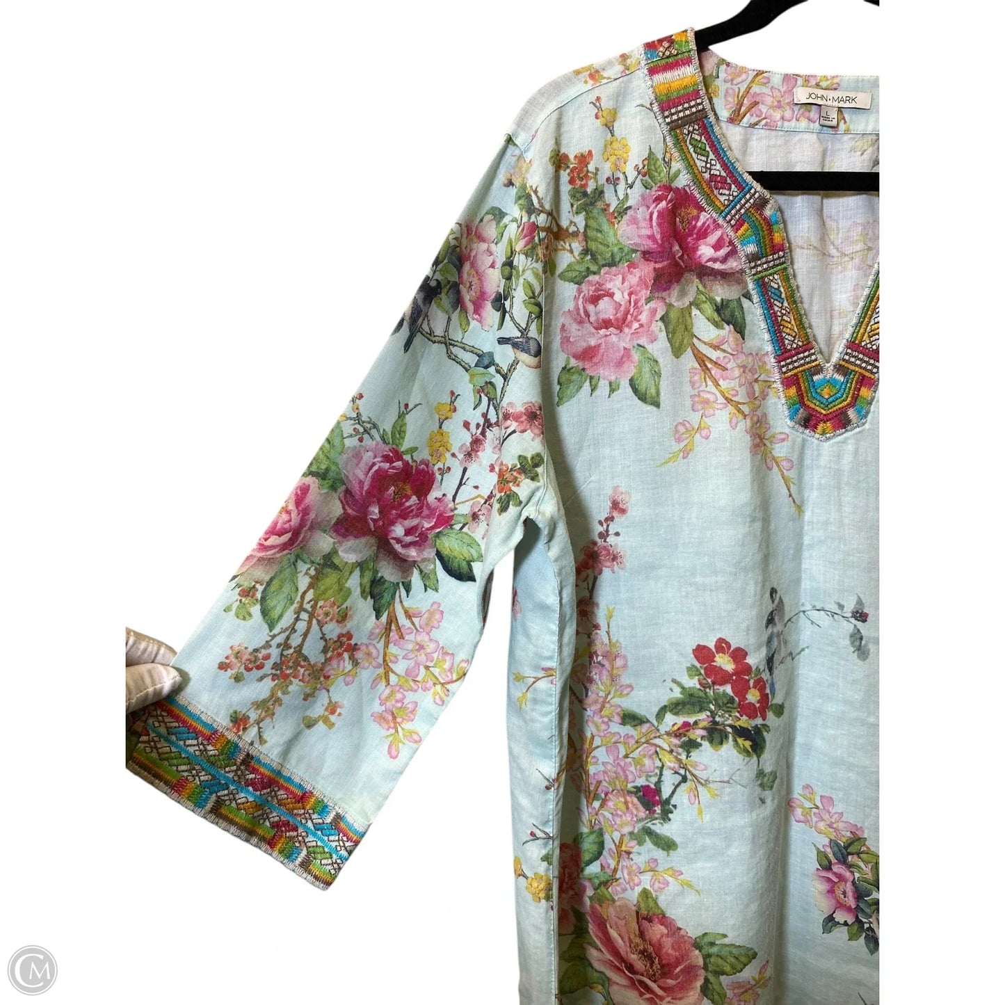 Top 3/4 Sleeve By John Mark In Multi-colored, Size: L