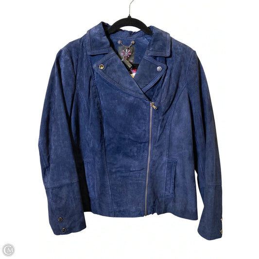 Jacket Moto By Isaac Mizrahi Live Qvc In Navy, Size: 12