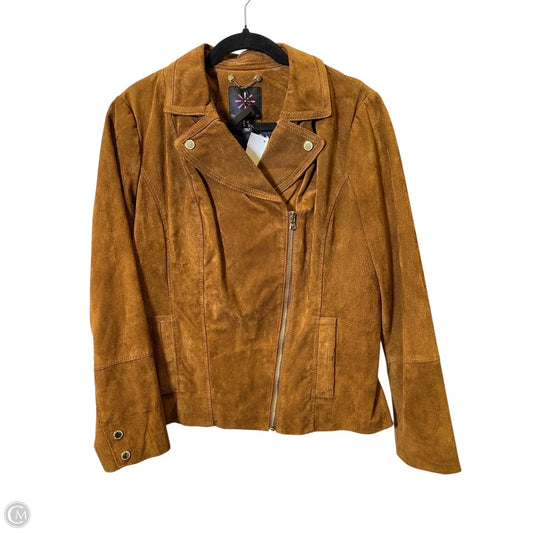 Jacket Moto By Isaac Mizrahi Live Qvc In Brown, Size: 12