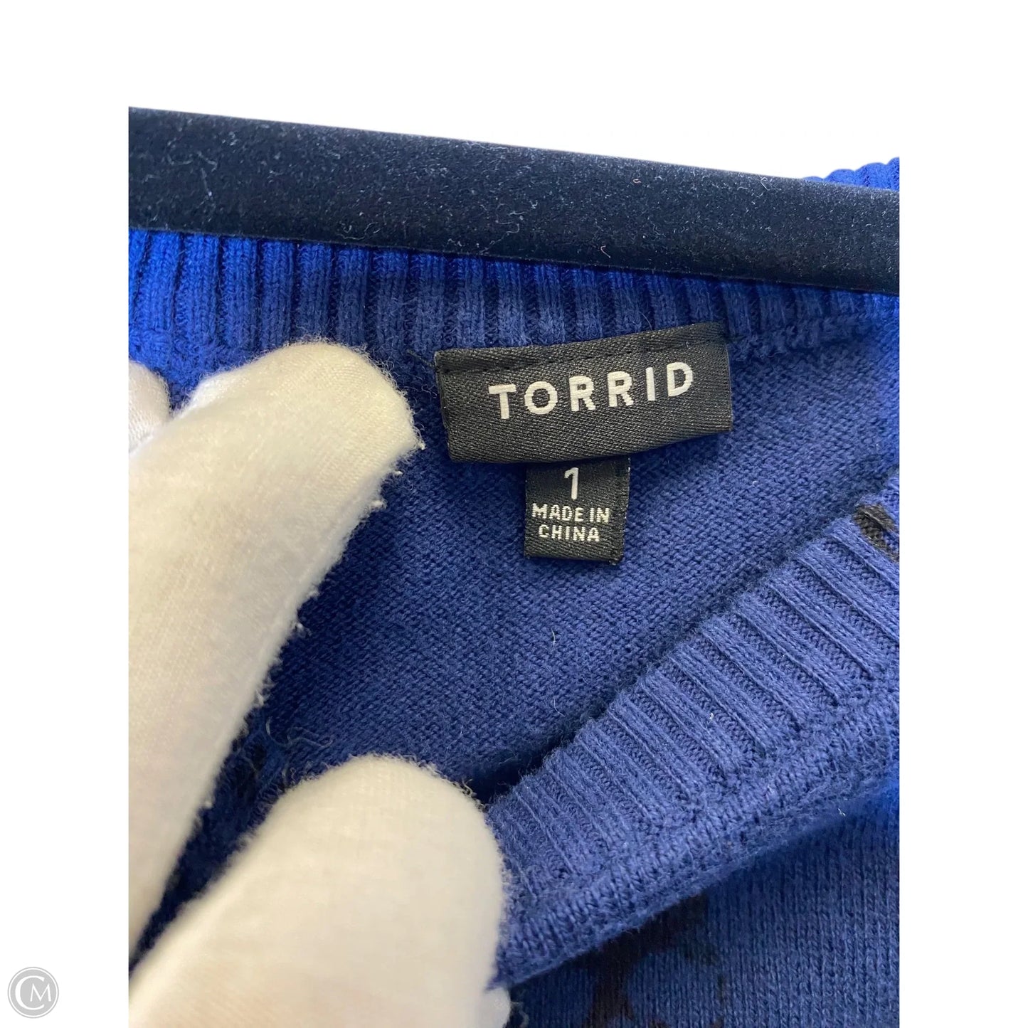Sweater By Torrid In Black & Blue, Size: 1x