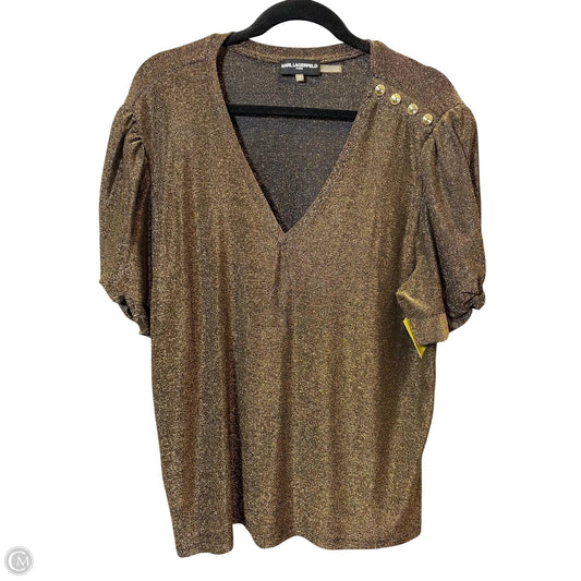 Top Short Sleeve Designer By Karl Lagerfeld In Gold, Size: Xl