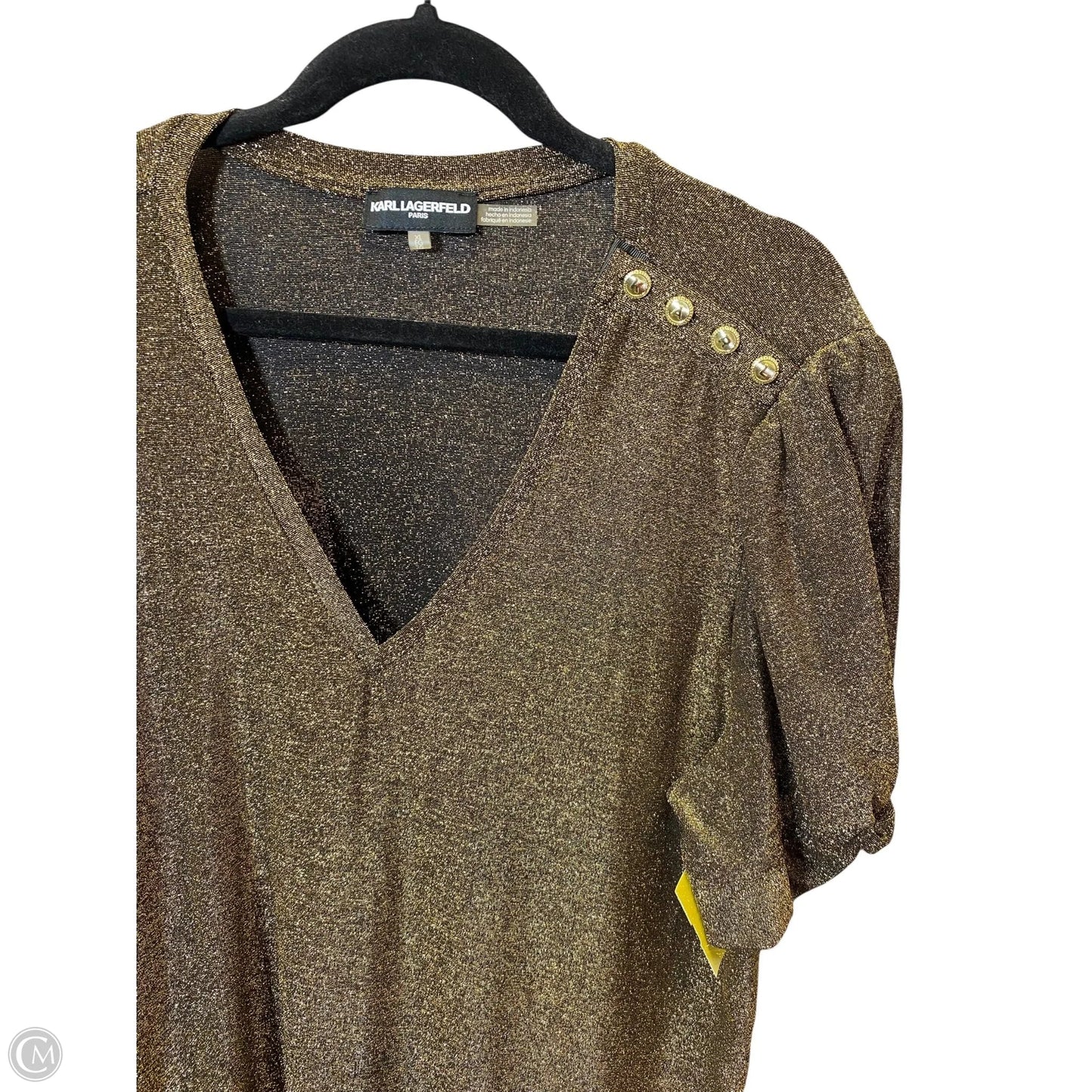 Top Short Sleeve Designer By Karl Lagerfeld In Gold, Size: Xl