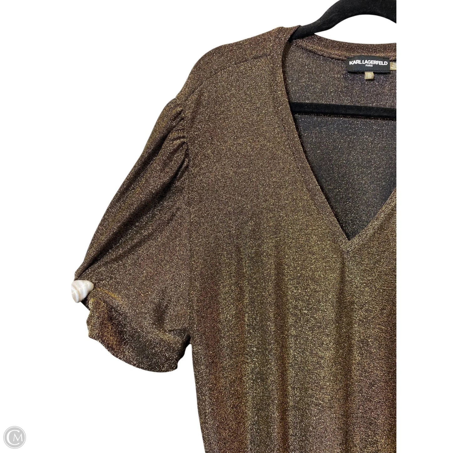 Top Short Sleeve Designer By Karl Lagerfeld In Gold, Size: Xl
