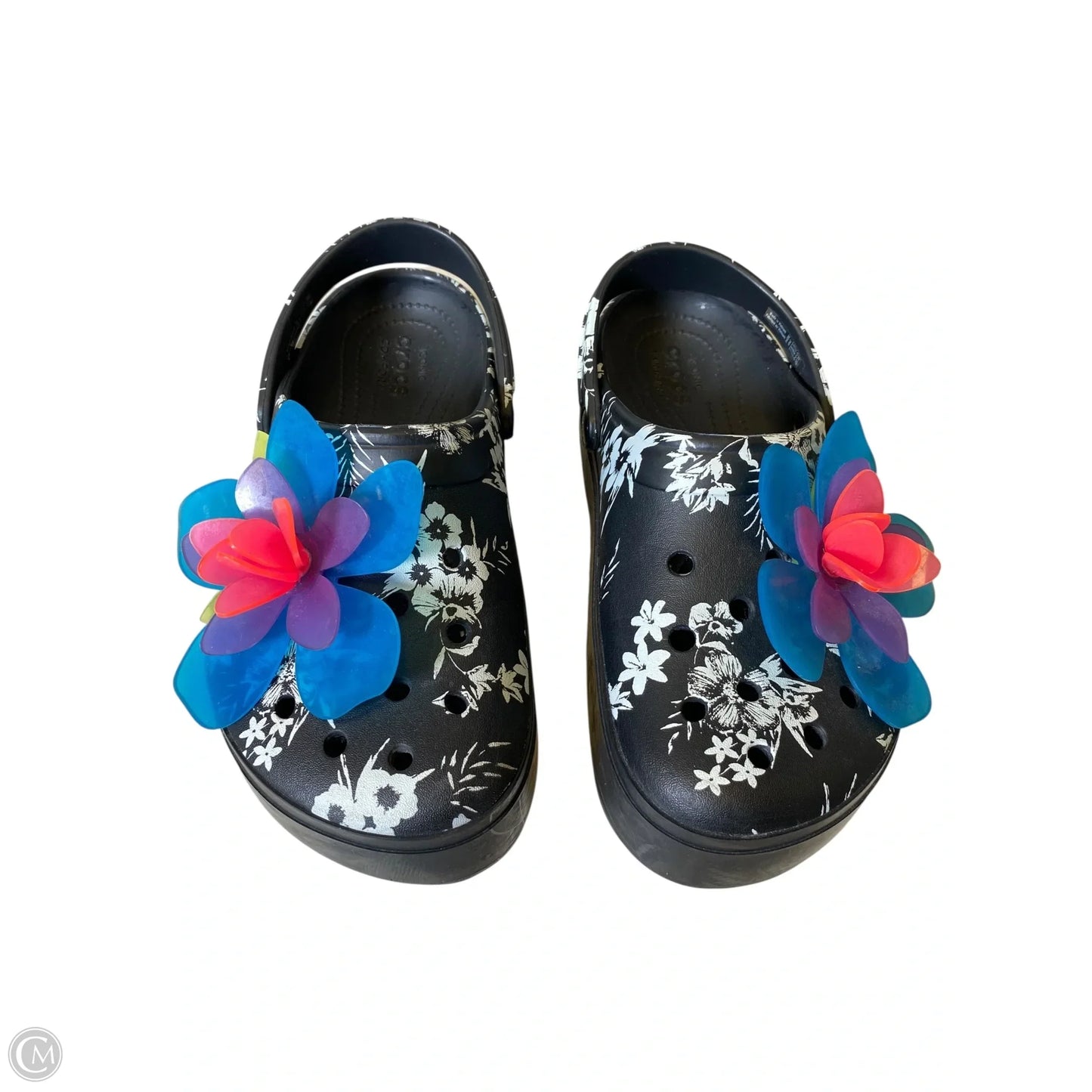 Sandals Heels Platform By Crocs In Multi-colored, Size: 7