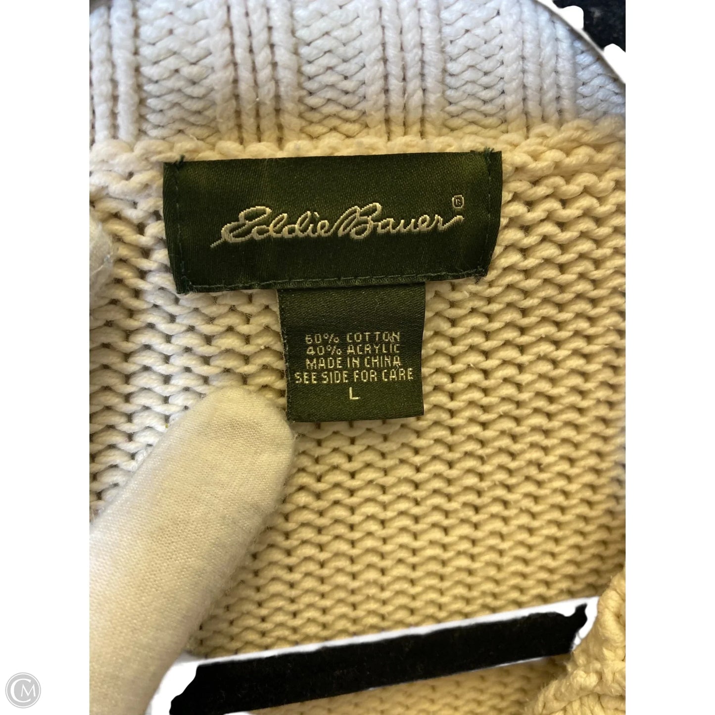 Sweater By Eddie Bauer In Cream, Size: L