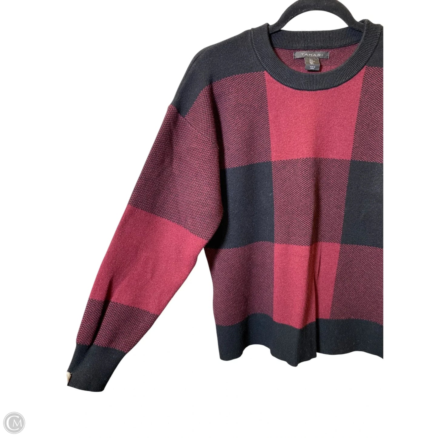 Sweater By Tahari In Black & Red, Size: L