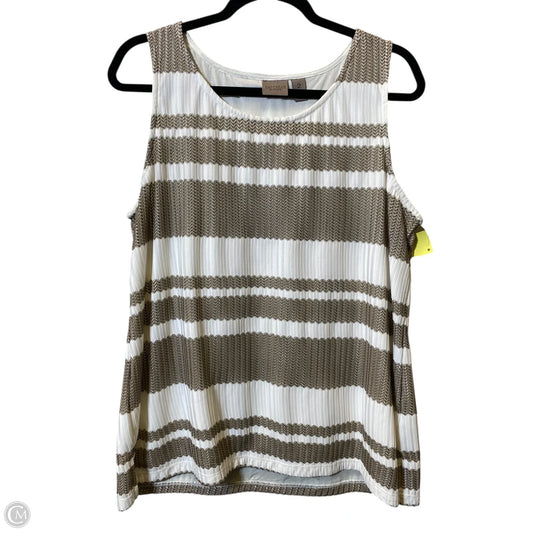 Top Sleeveless By Chicos In Tan & White, Size: L