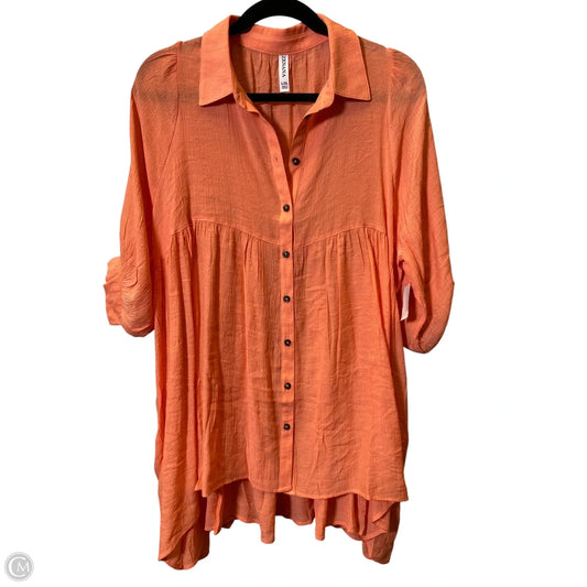 Blouse 3/4 Sleeve By Zenana Outfitters In Orange, Size: L