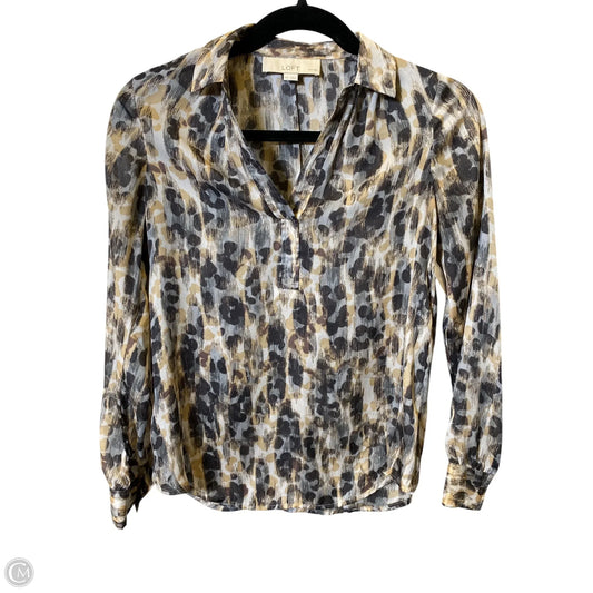 Top Long Sleeve By Loft In Animal Print, Size: Xxsp