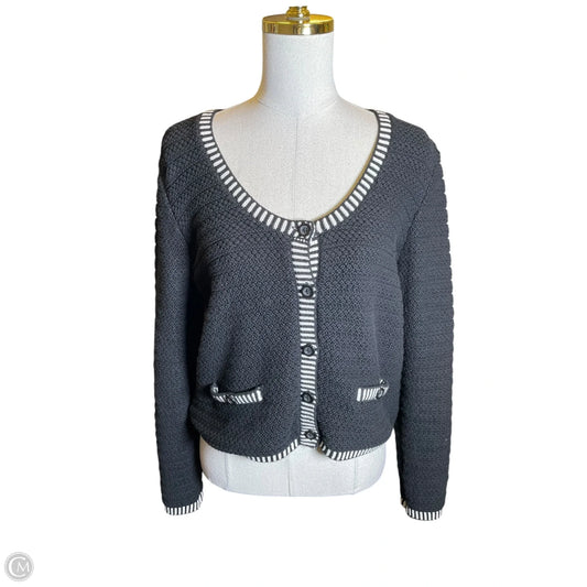 Sweater Cardigan By Ann Taylor In Black & White, Size: M