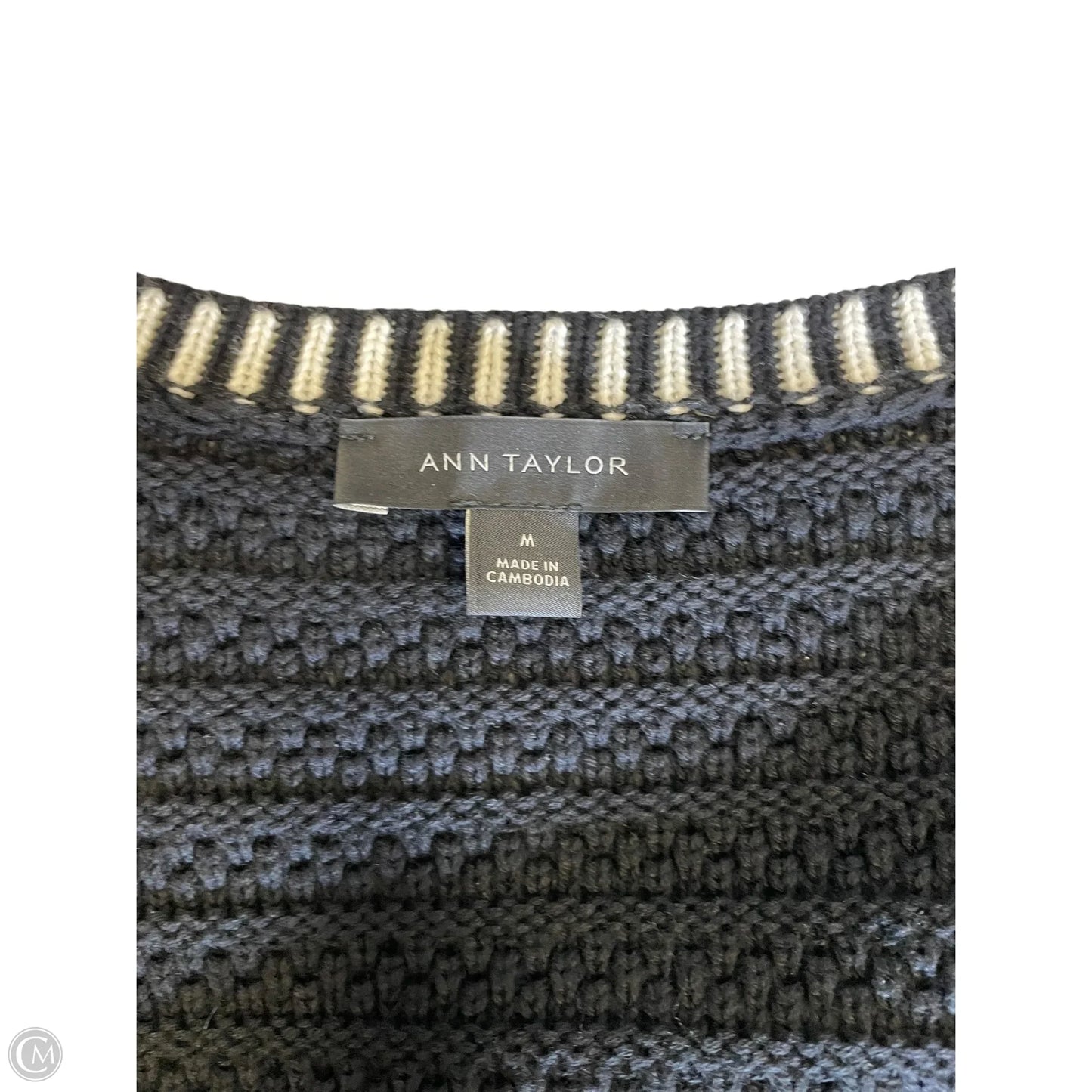 Sweater Cardigan By Ann Taylor In Black & White, Size: M