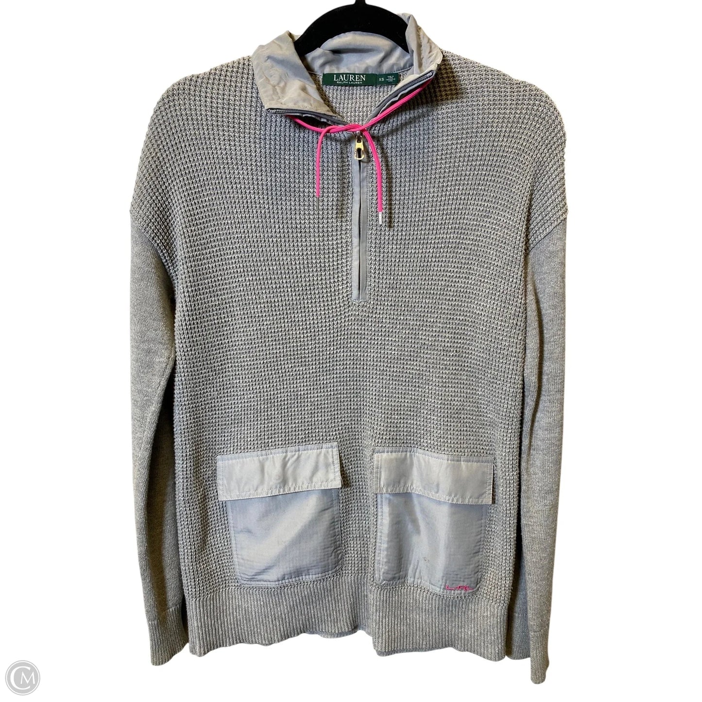 Sweater By Lauren By Ralph Lauren In Grey & Pink, Size: Xs