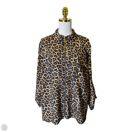 Top Long Sleeve Designer By Michael Kors In Animal Print, Size: 1x
