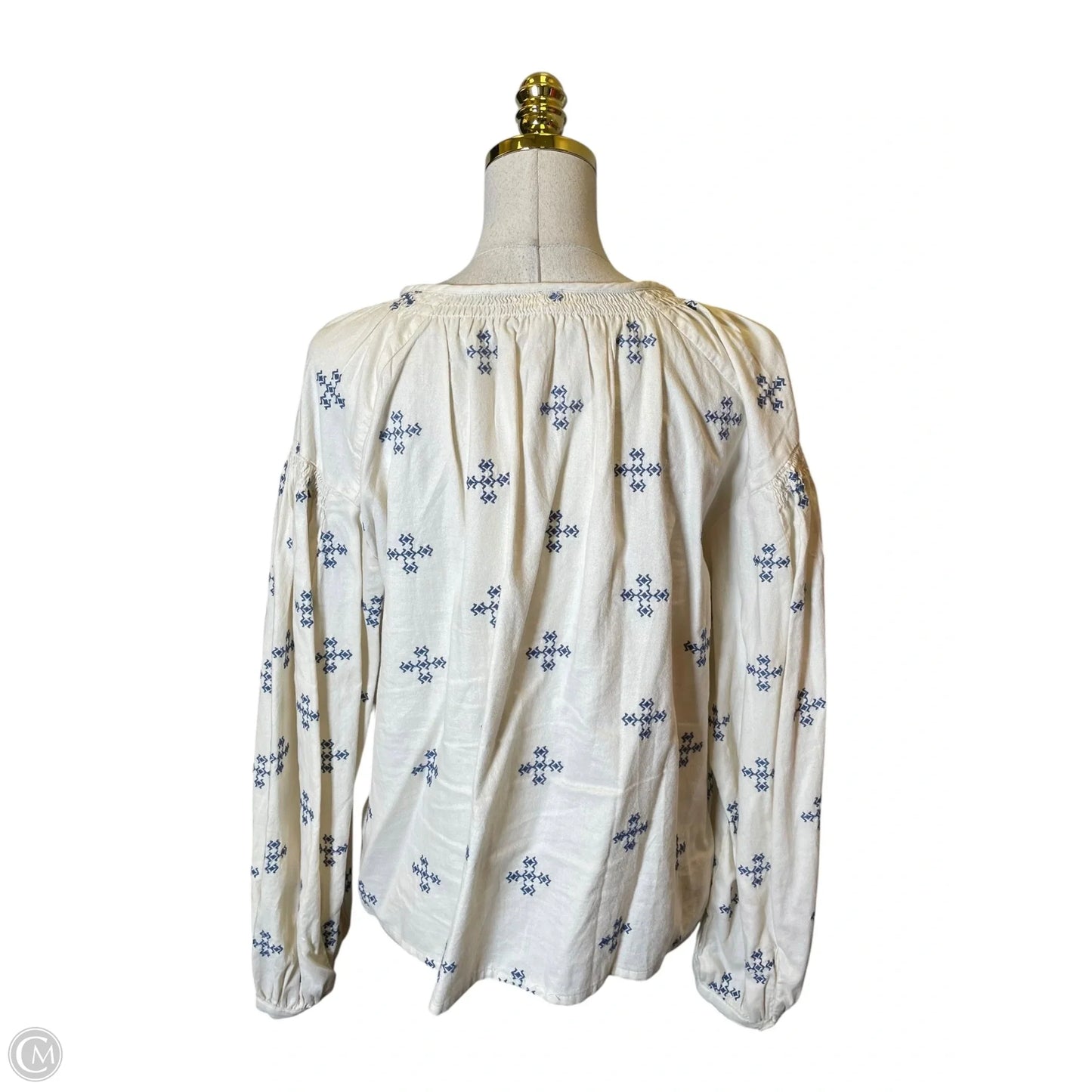 Top Long Sleeve By Ana In Blue & Tan, Size: L