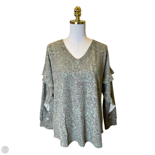 Top Long Sleeve By Cato In Brown & Green, Size: L