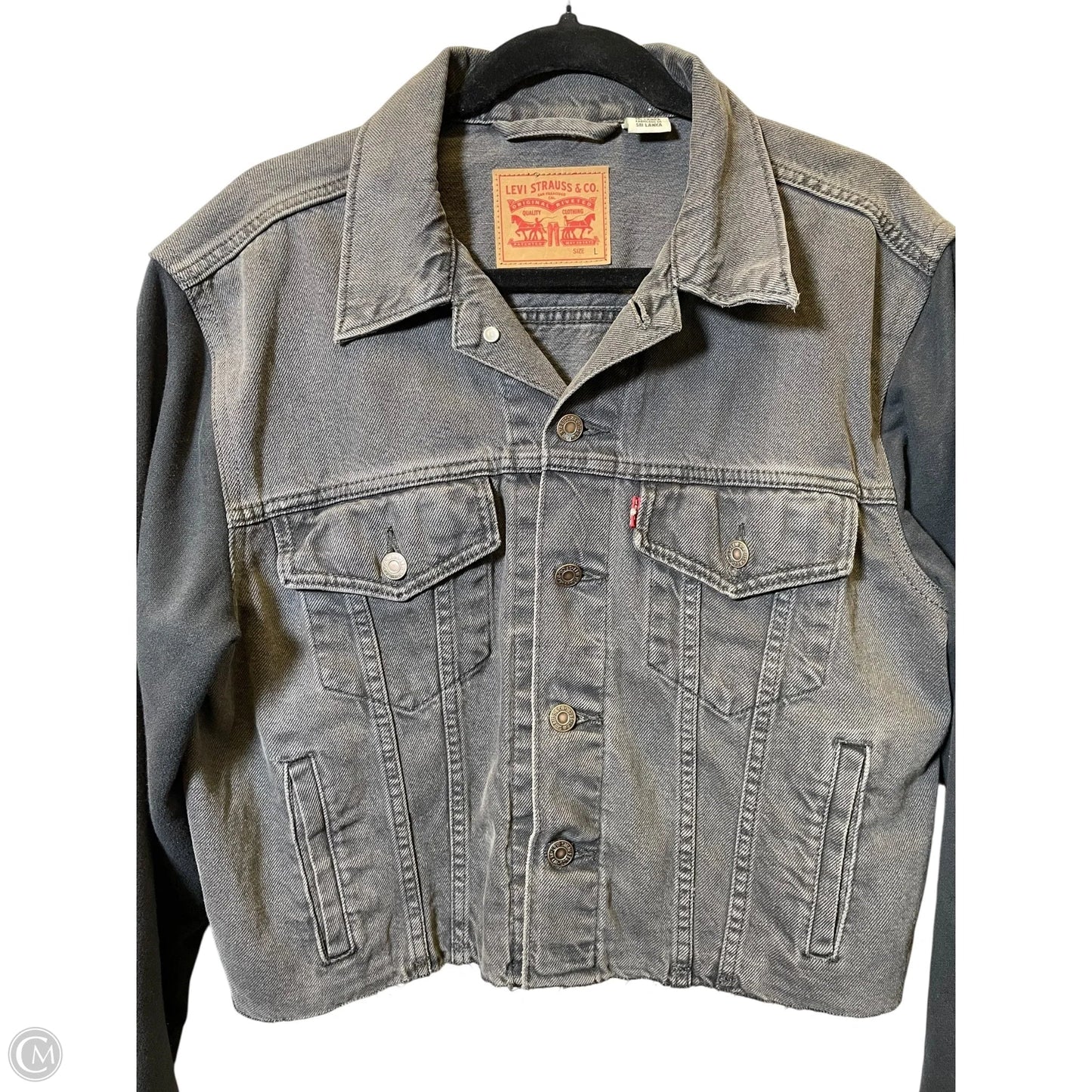 Jacket Denim By Levis In Black, Size: L