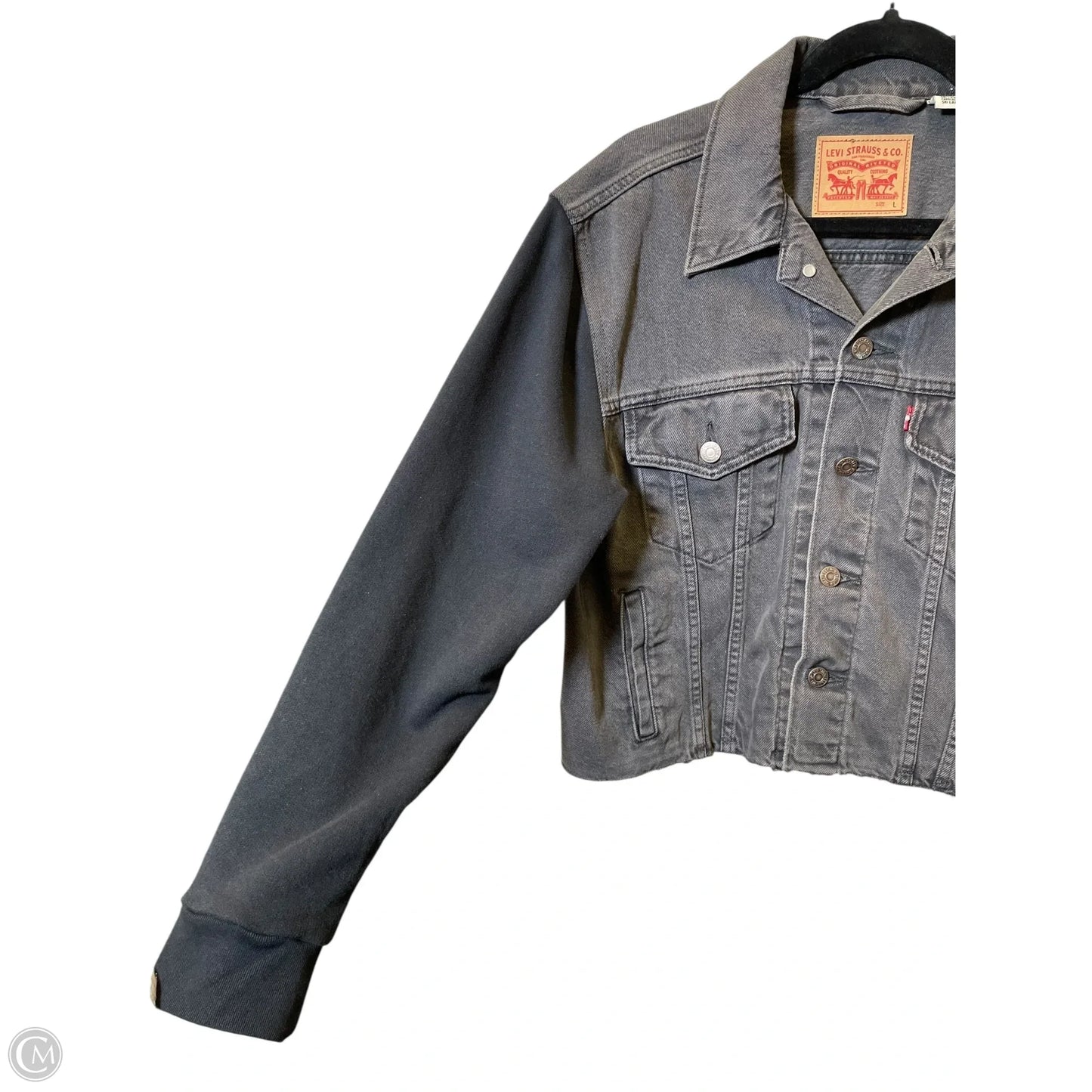 Jacket Denim By Levis In Black, Size: L