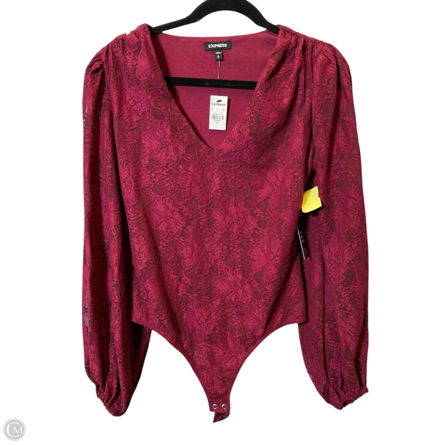 Blouse Long Sleeve By Express In Maroon, Size: M