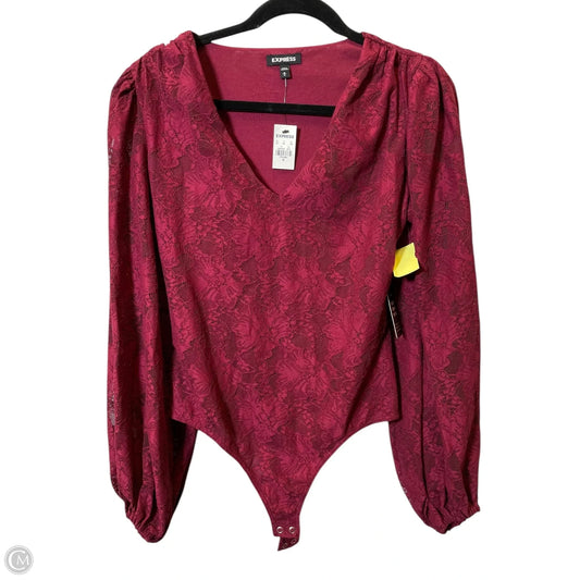 Blouse Long Sleeve By Express In Maroon, Size: M
