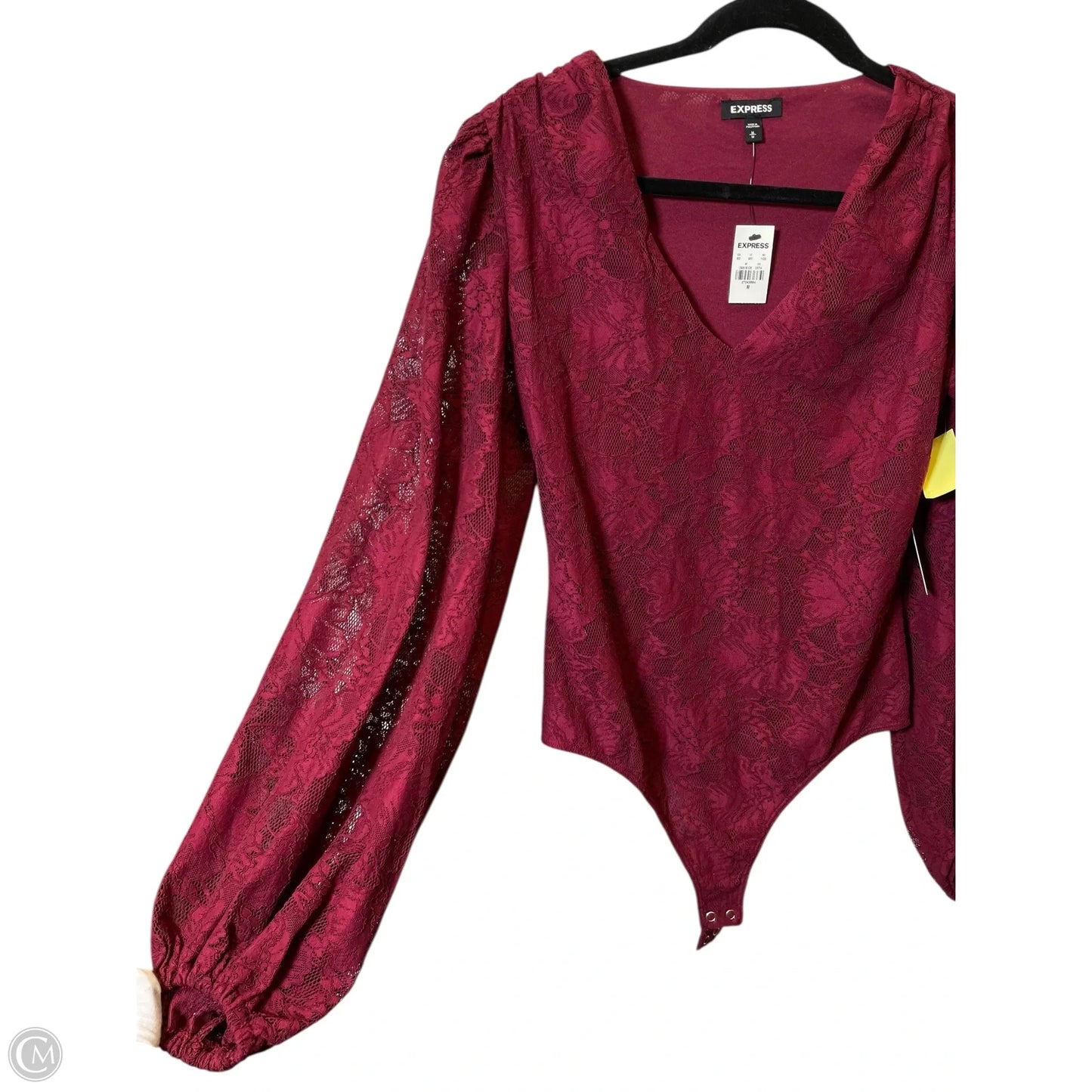 Blouse Long Sleeve By Express In Maroon, Size: M