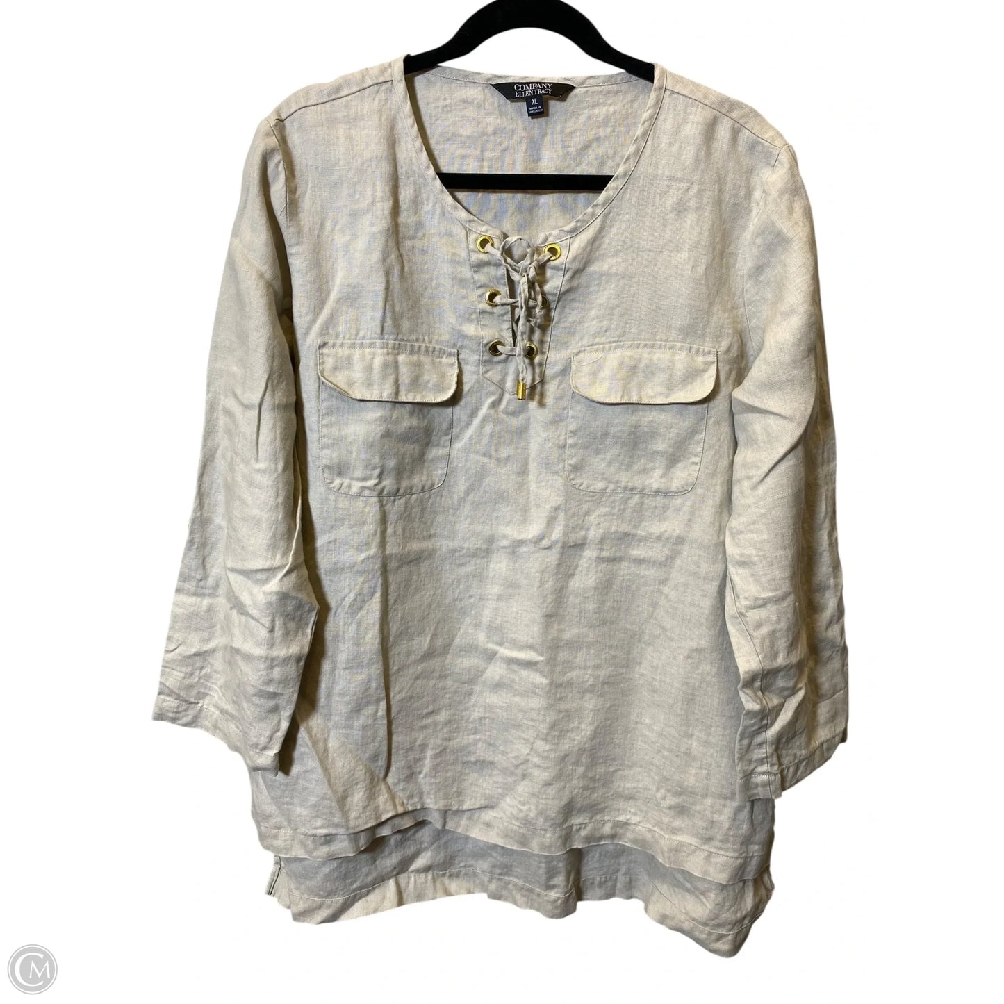 Top Long Sleeve By Ellen Tracy In Beige, Size: Xl