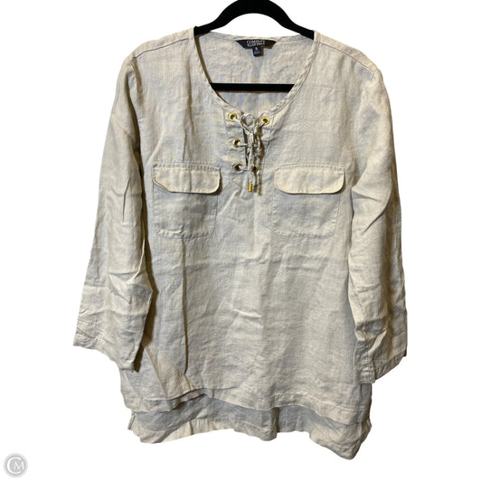 Top Long Sleeve By Ellen Tracy In Beige, Size: Xl