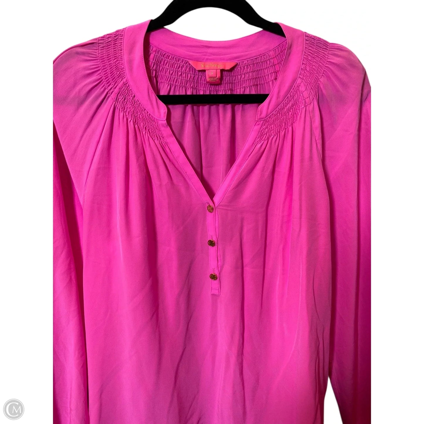 Top Long Sleeve Designer By Lilly Pulitzer In Pink, Size: L