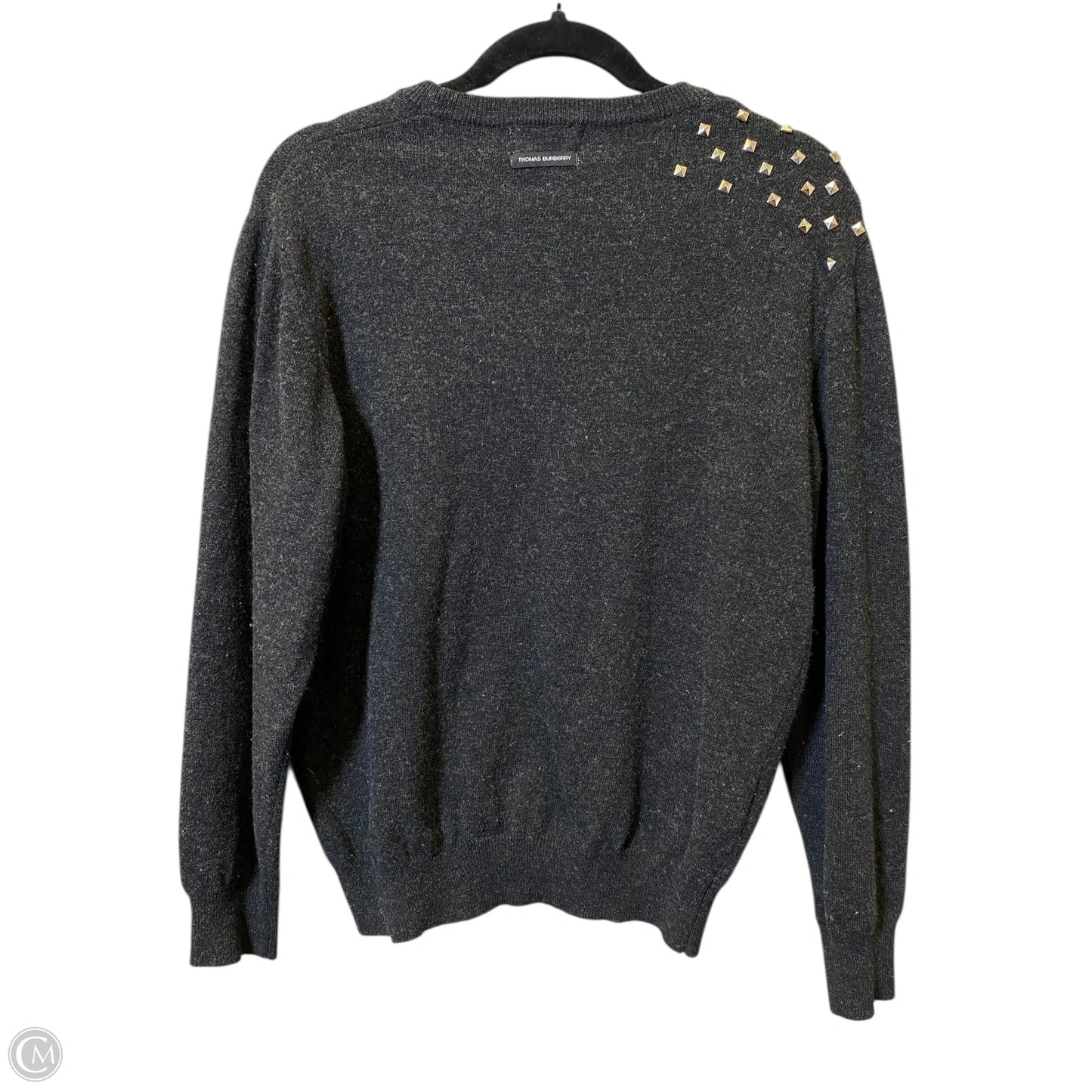 Sweater Luxury Designer By Thomas Burberry In Grey, Size: S