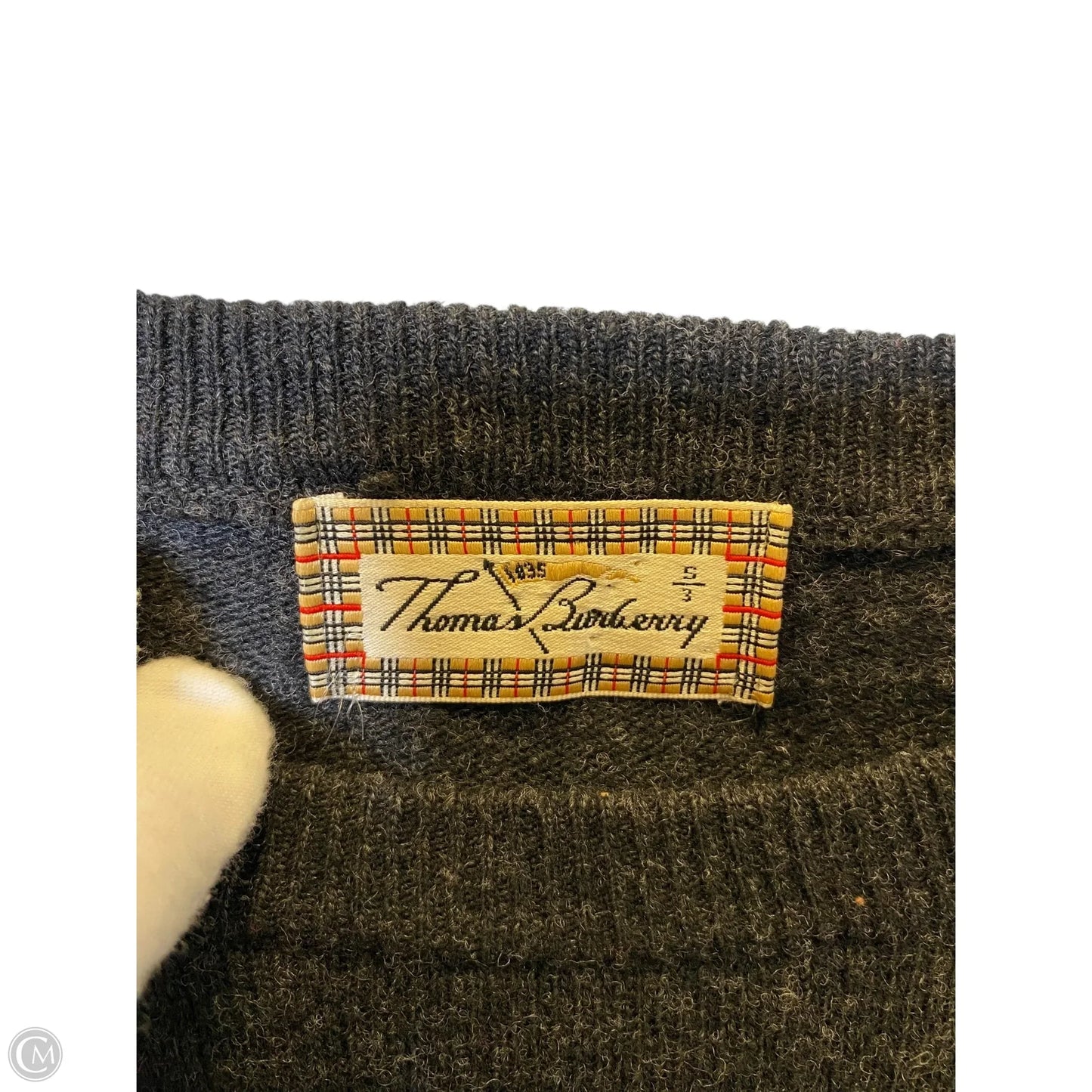 Sweater Luxury Designer By Thomas Burberry In Grey, Size: S