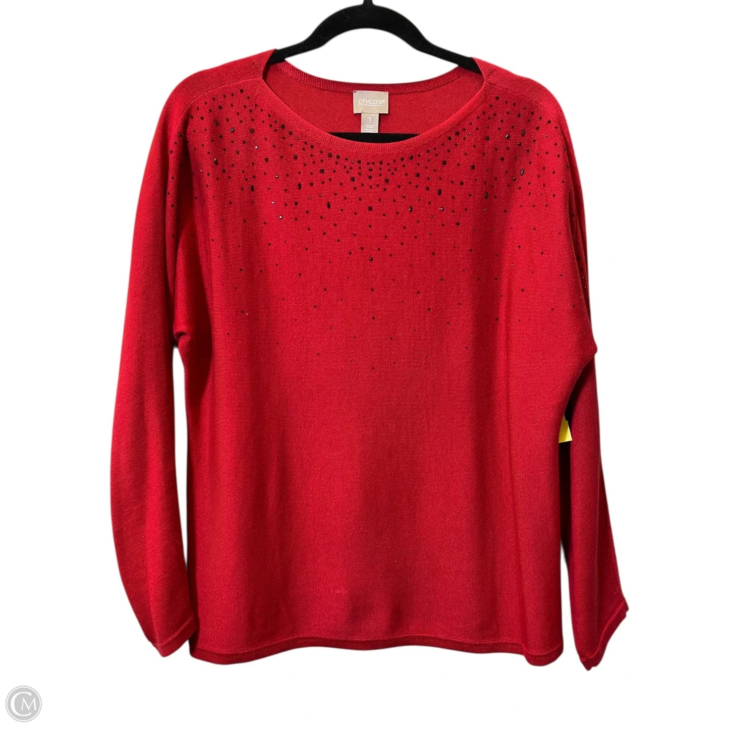 Top Long Sleeve By Chicos In Black & Red, Size: M