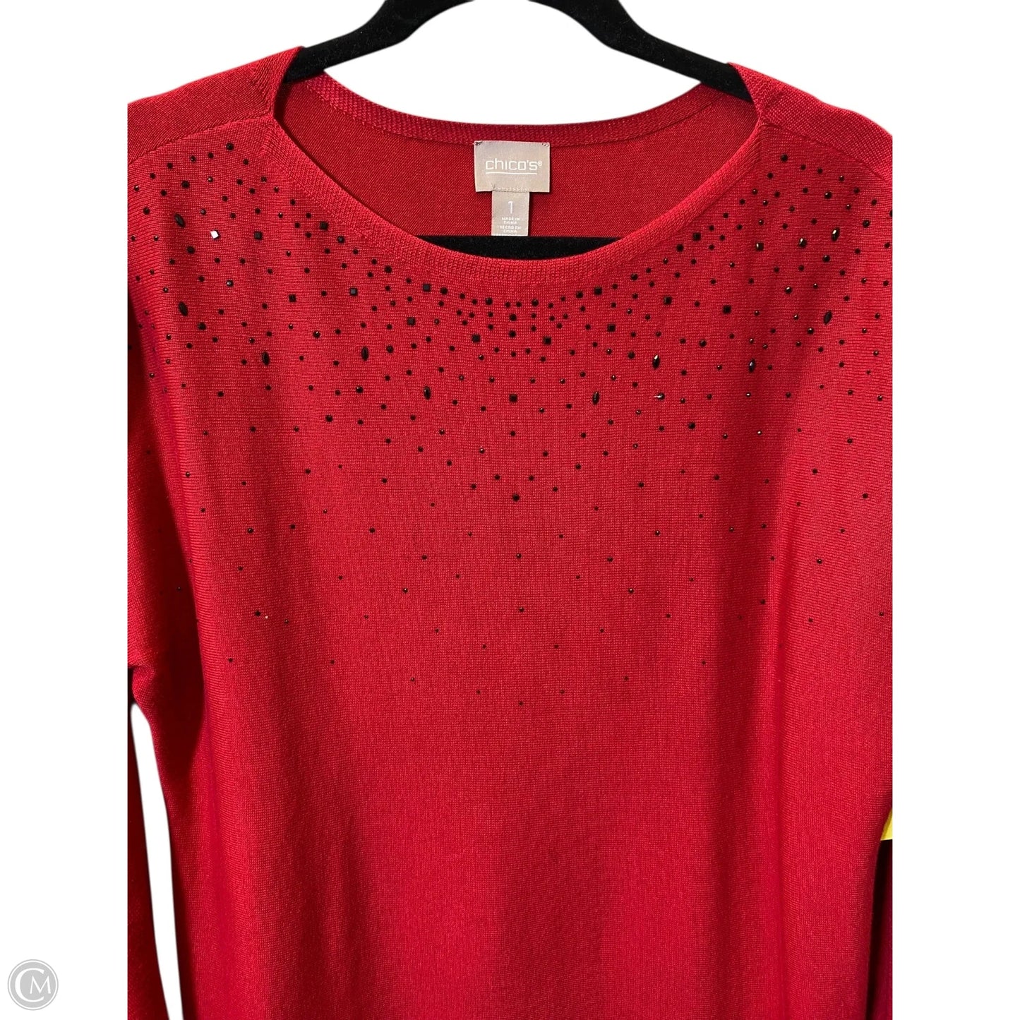 Top Long Sleeve By Chicos In Black & Red, Size: M