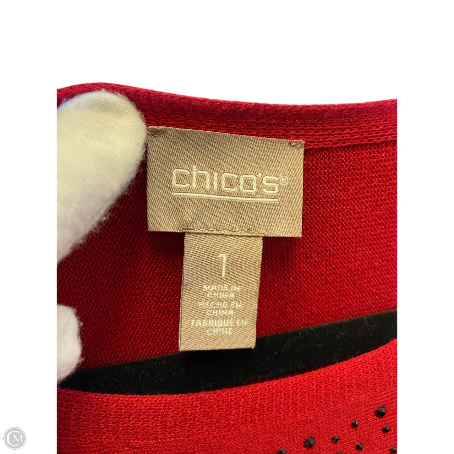 Top Long Sleeve By Chicos In Black & Red, Size: M