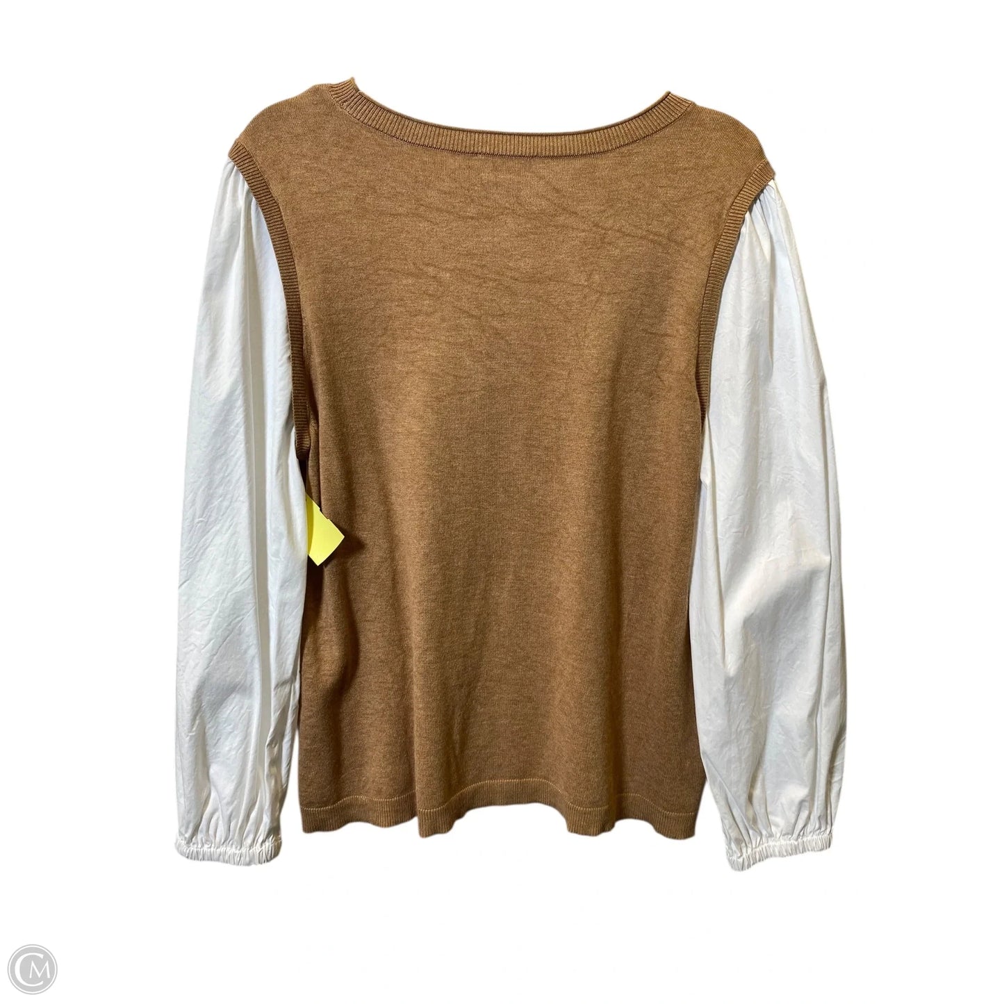 Top Long Sleeve By Chicos In Brown & White, Size: L