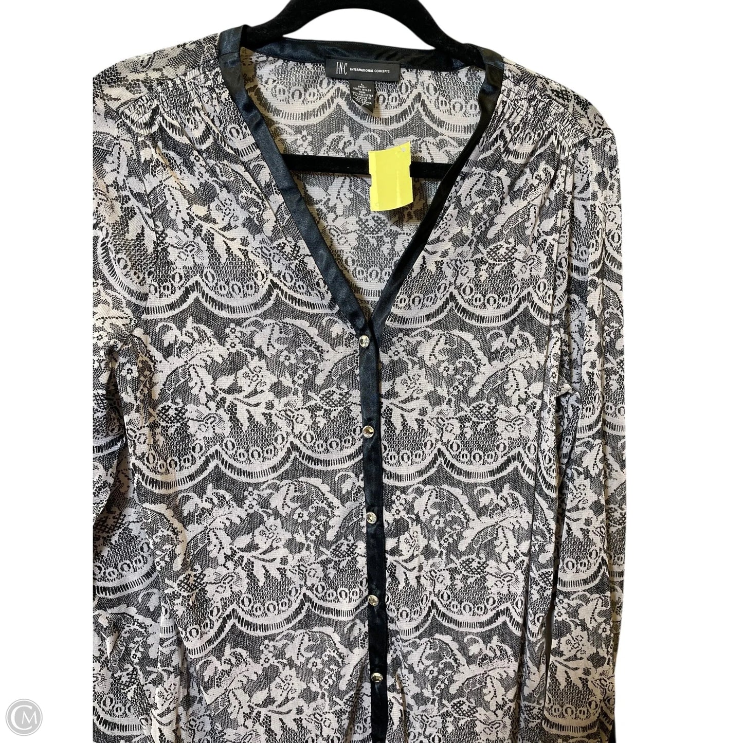 Blouse Long Sleeve By Inc In Black & Grey, Size: L