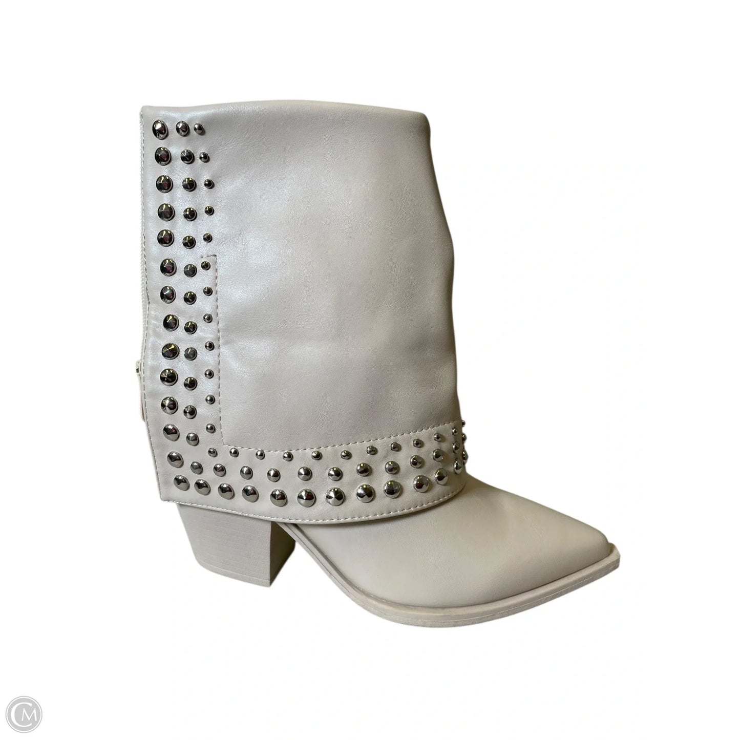 Boots Mid-calf Heels By Wild Diva In Cream, Size: 6.5