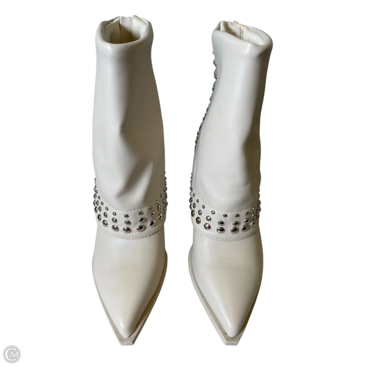 Boots Mid-calf Heels By Wild Diva In Cream, Size: 6.5