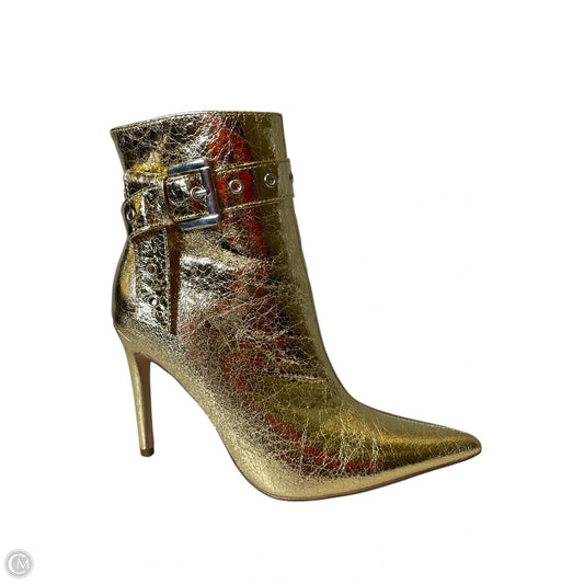 Boots Mid-calf Heels By Clothes Mentor In Gold, Size: 6.5