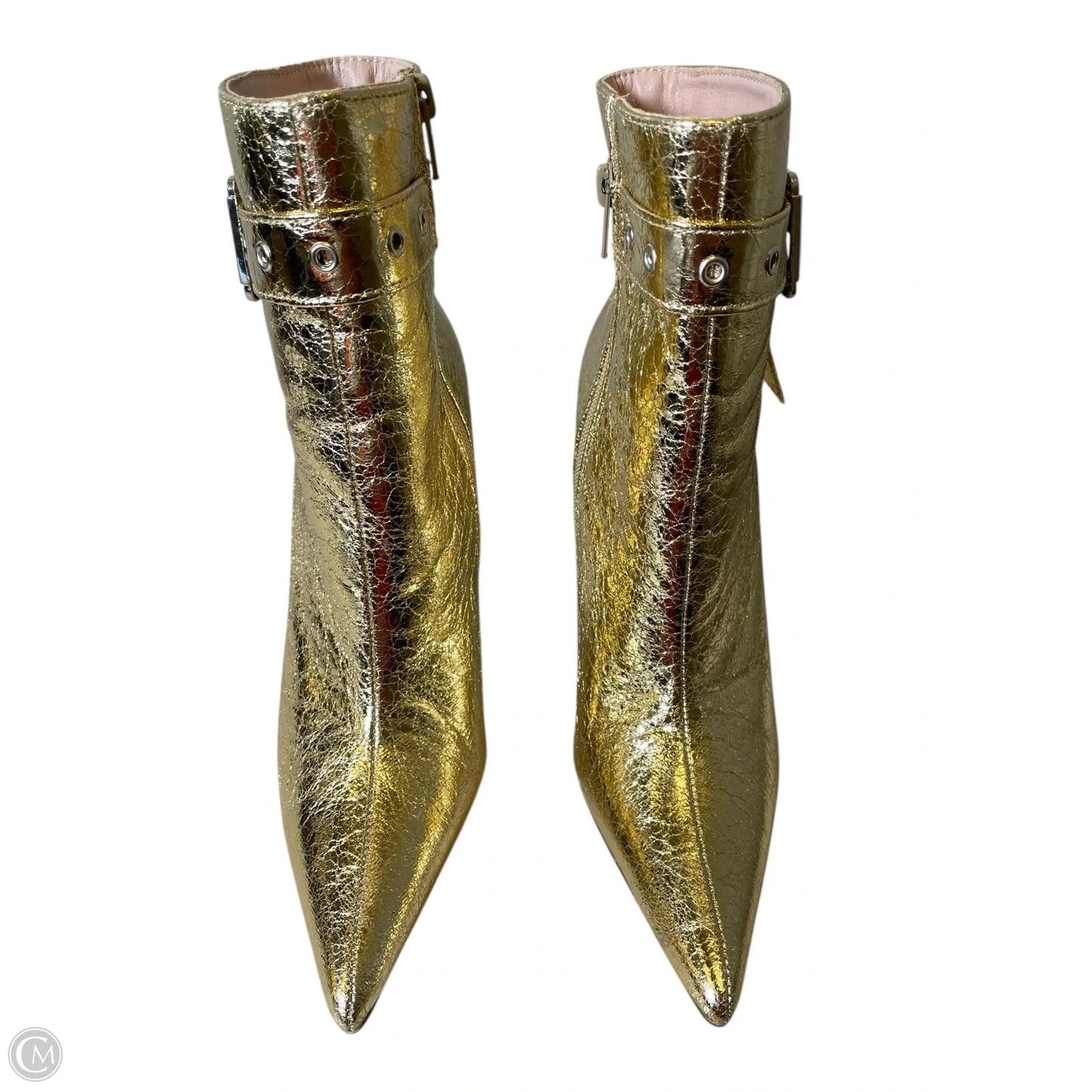 Boots Mid-calf Heels By Clothes Mentor In Gold, Size: 6.5