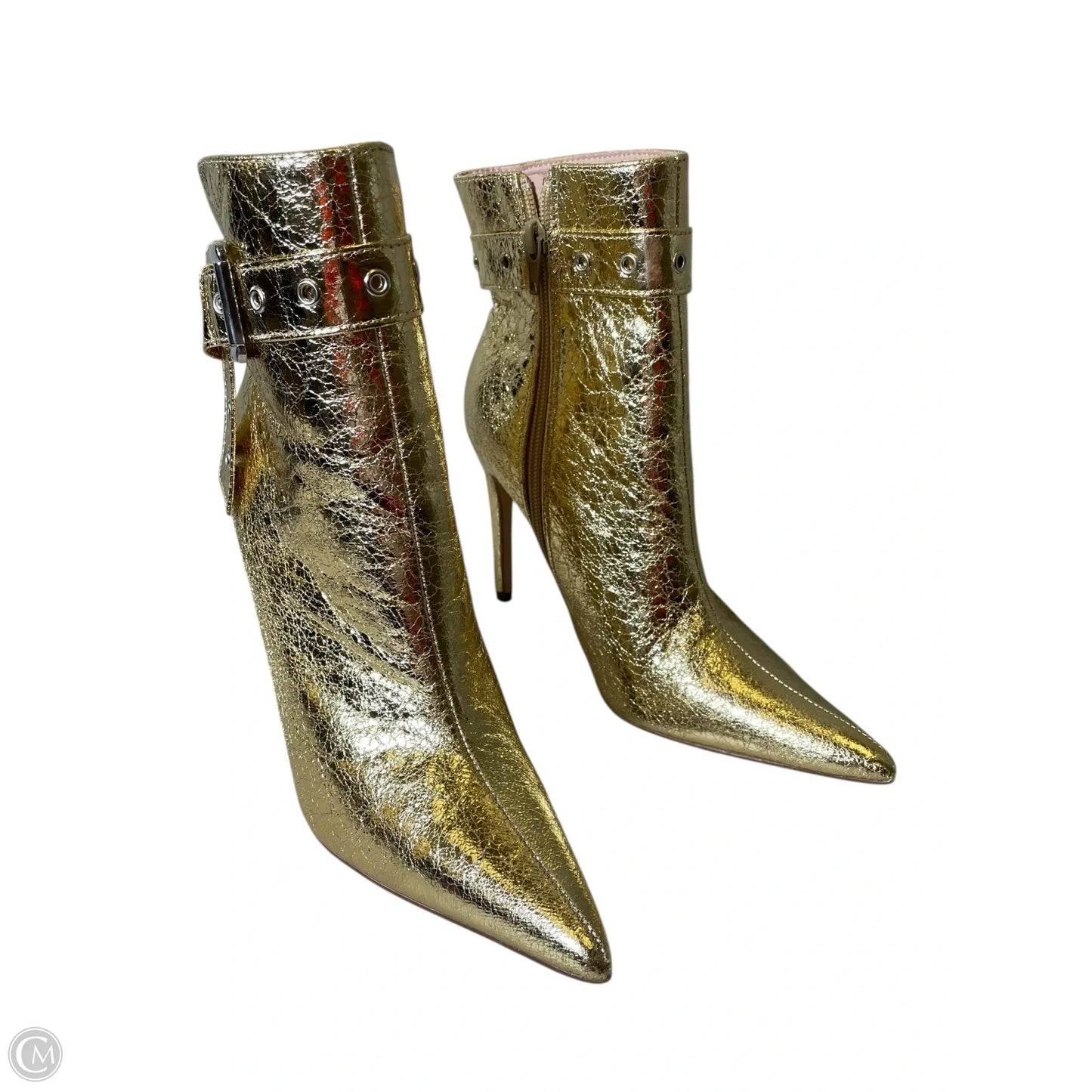 Boots Mid-calf Heels By Clothes Mentor In Gold, Size: 6.5