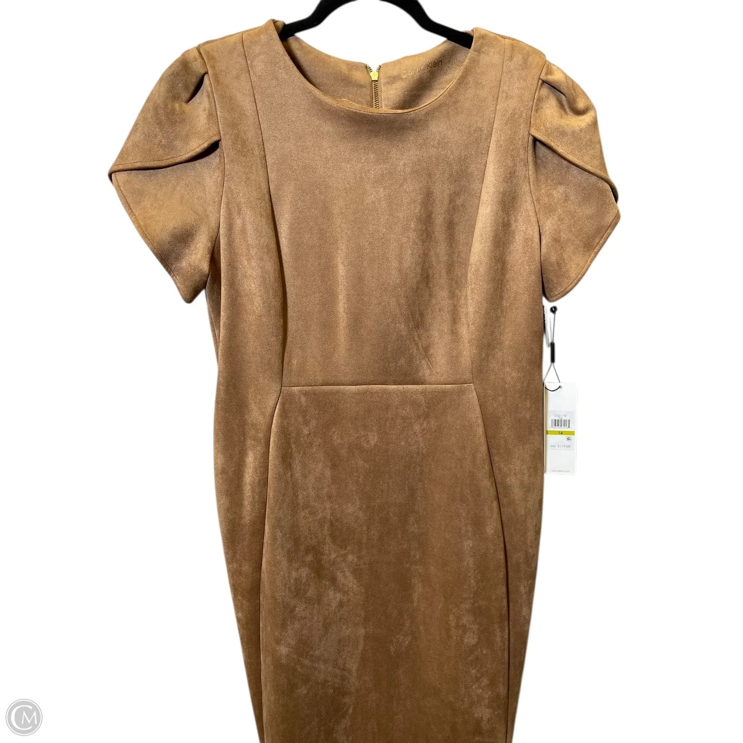 Dress Casual Midi By Calvin Klein In Beige, Size: L