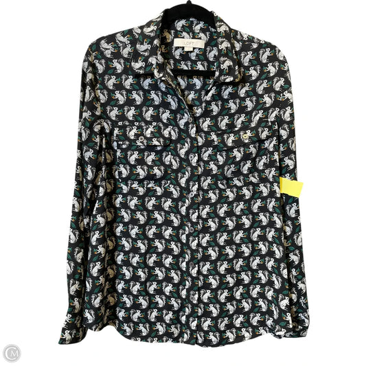 Blouse Long Sleeve By Loft In Multi-colored, Size: L
