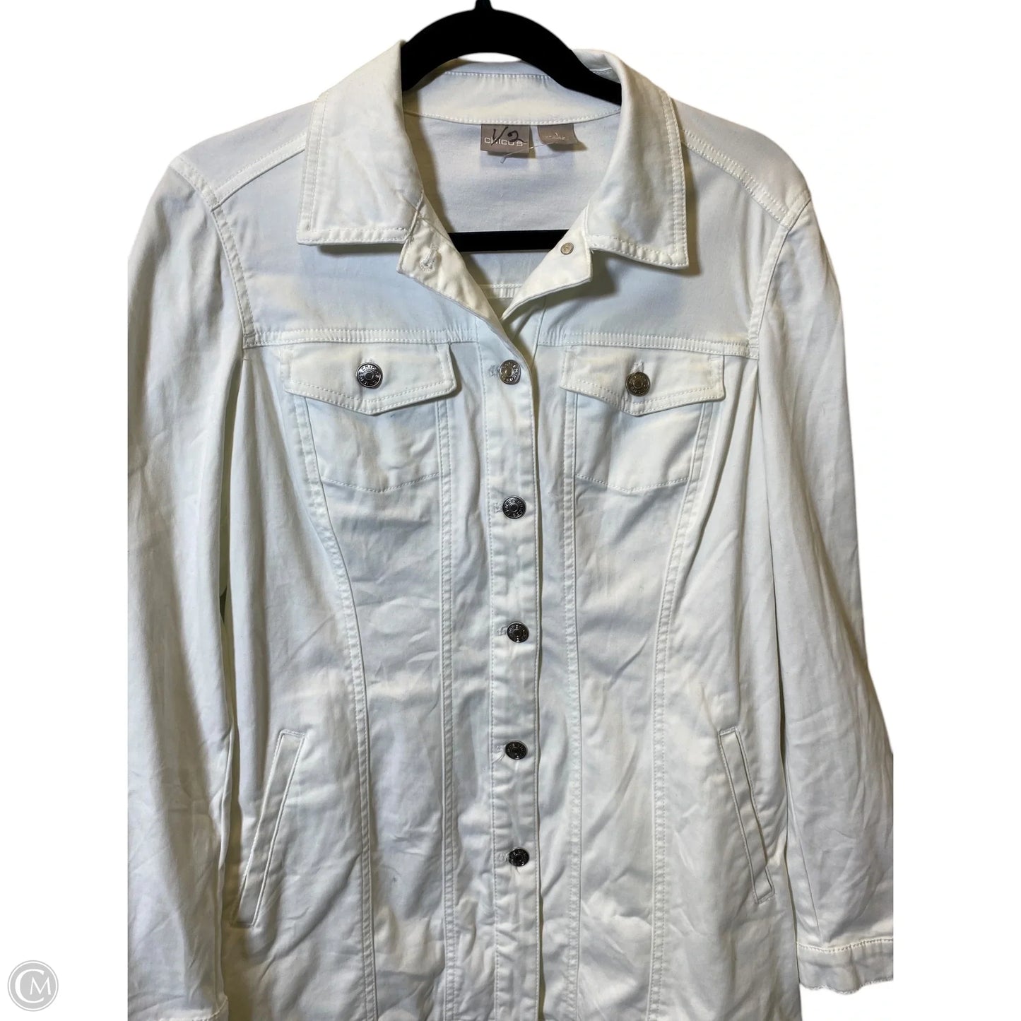 Jacket Denim By Chicos In White, Size: M